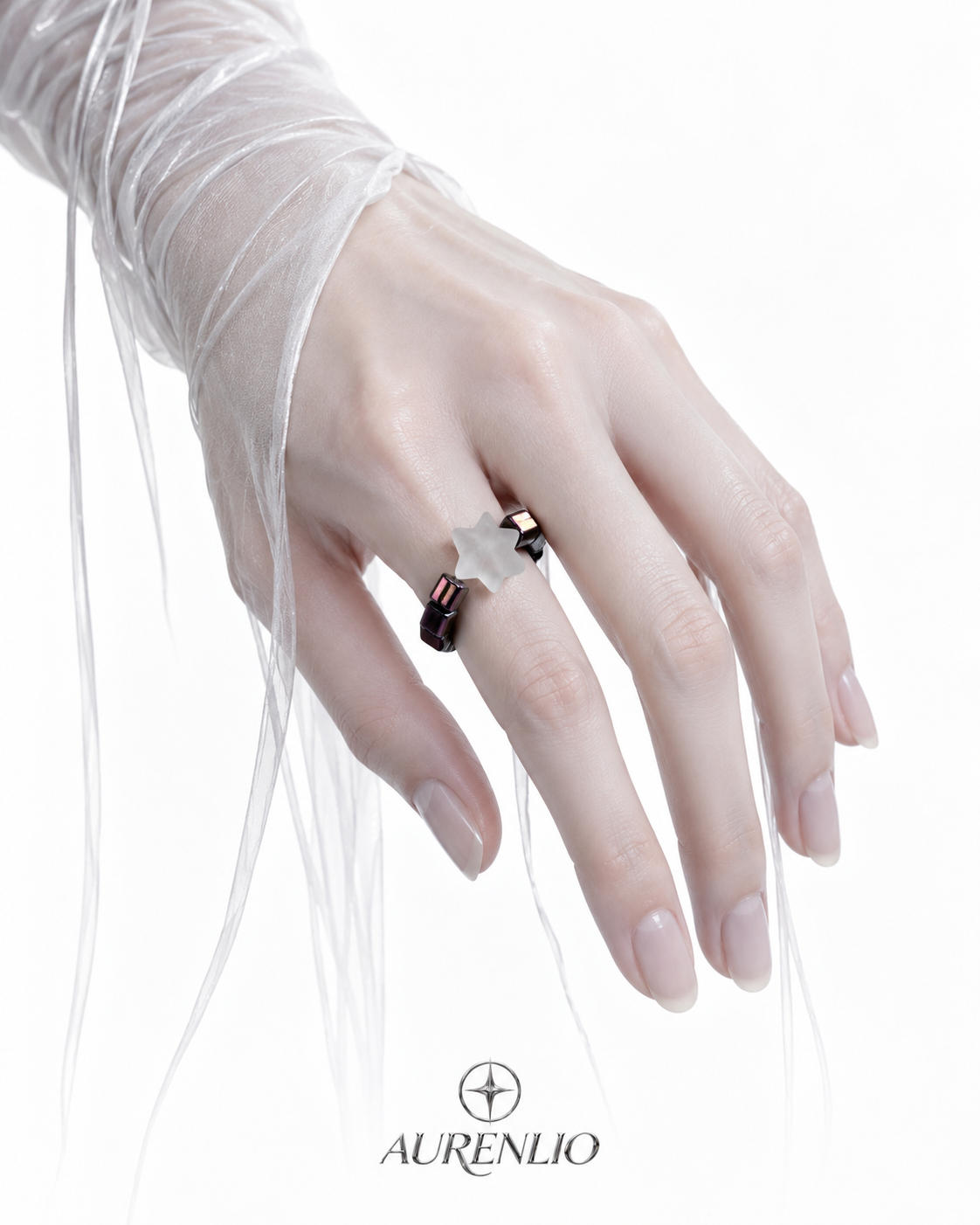 LUMI — Frosted Star Cube Beaded Ring