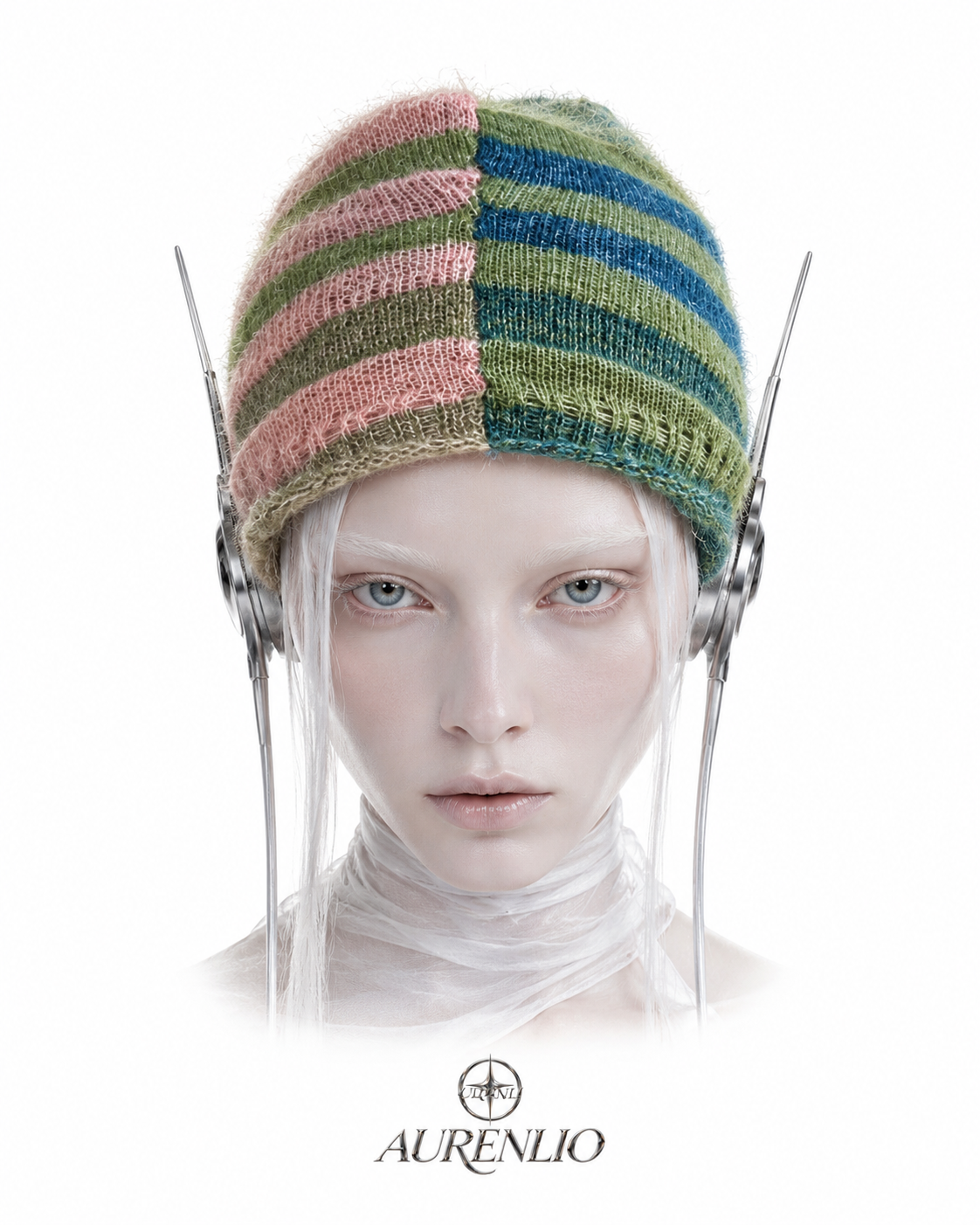 MIRA — Asymmetric Contrast-Stripe Knit Beanie