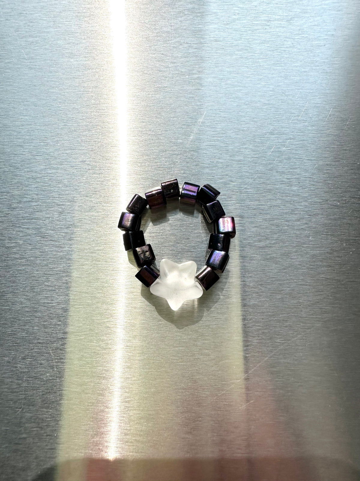 LUMI — Frosted Star Cube Beaded Ring