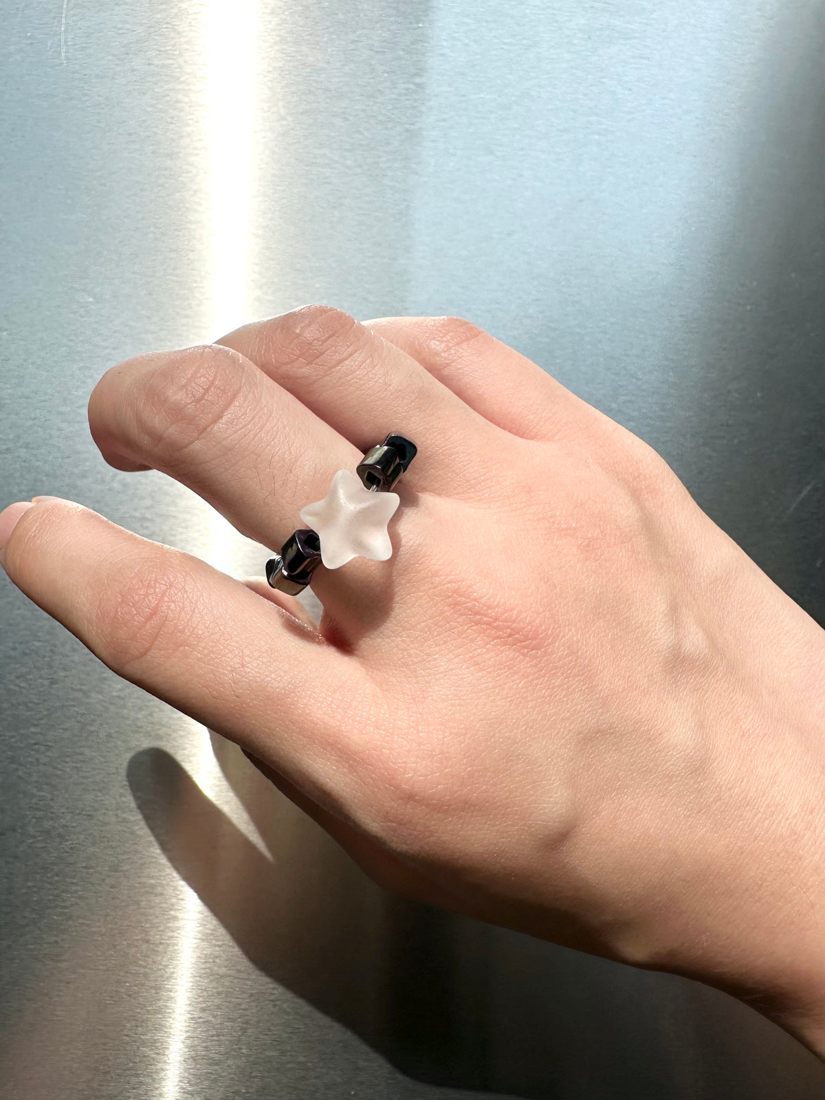 LUMI — Frosted Star Cube Beaded Ring