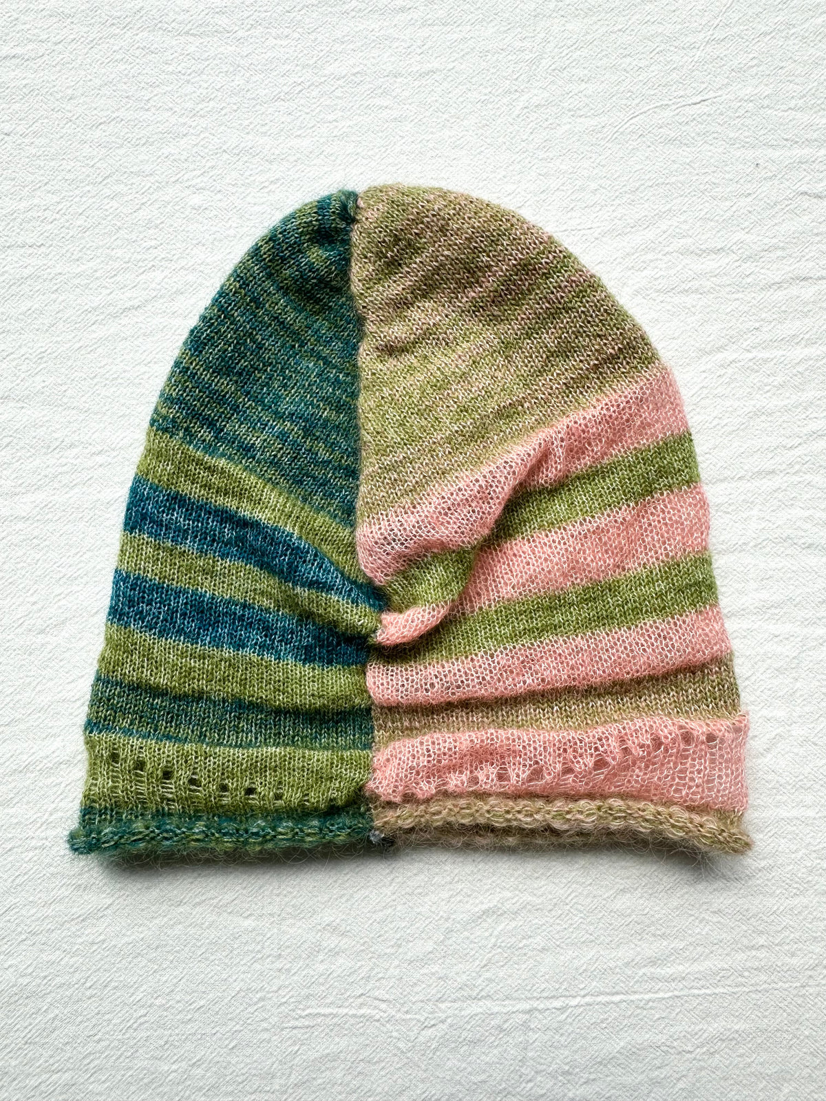 MIRA — Asymmetric Contrast-Stripe Knit Beanie