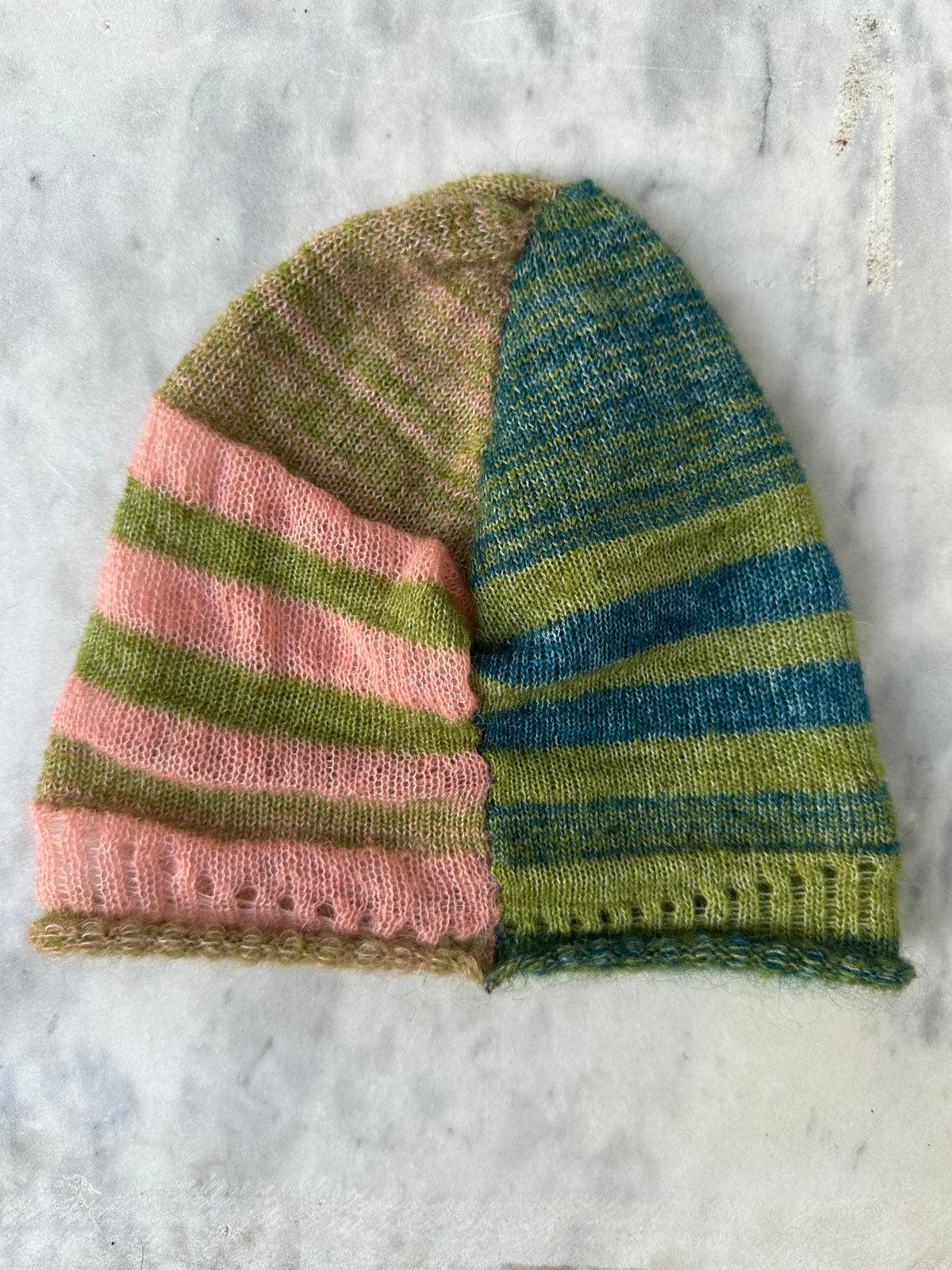 MIRA — Asymmetric Contrast-Stripe Knit Beanie
