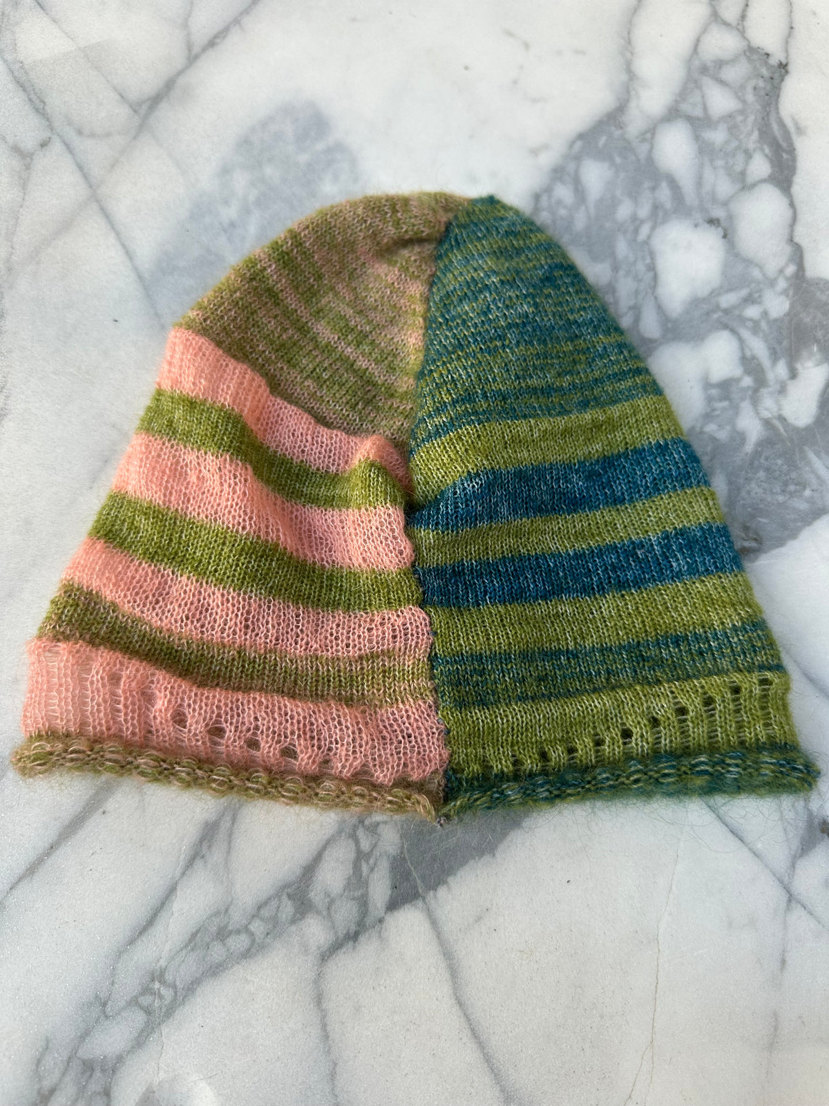 MIRA — Asymmetric Contrast-Stripe Knit Beanie