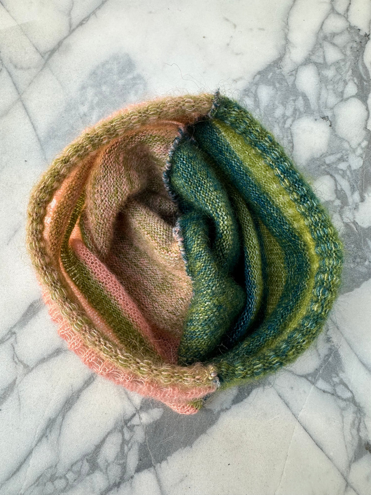 MIRA — Asymmetric Contrast-Stripe Knit Beanie